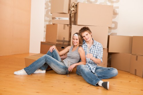 Local removals team handling an apartment move in Docklands
