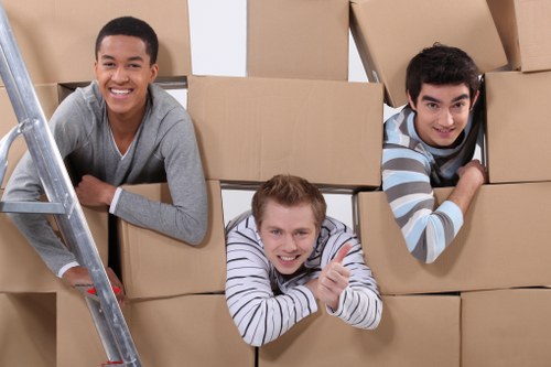Furniture and boxes being prepared for a Docklands relocation