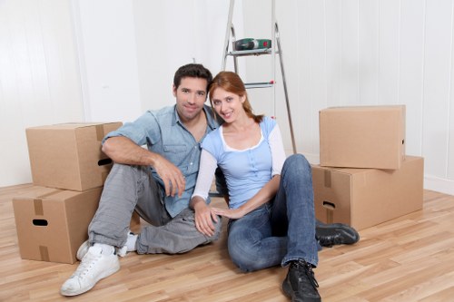 Docklands apartment move with boxes and transport vehicle