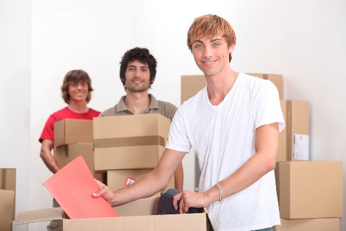 Securely stacked boxes in a clean storage corridor